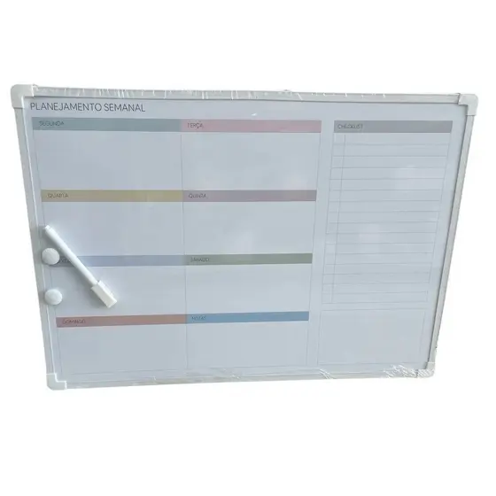 1x Lousa Magnética Quadro Planejamento Semanal 35x50cm Organização Imã Caneta Apagador