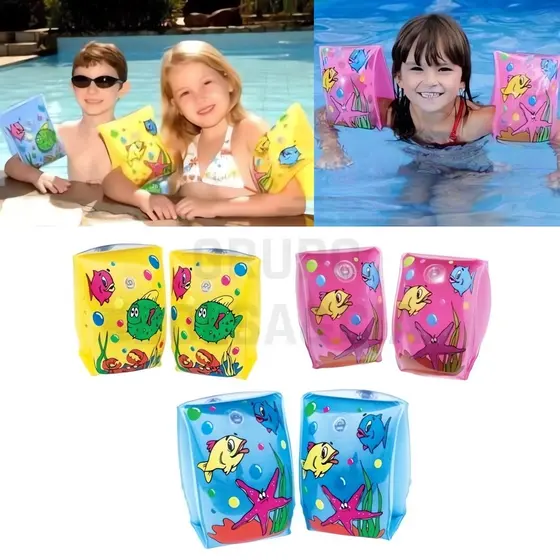 Kit 10 a 40 Pares Bóia Inflável De Braço Infantil Piscina Natação Colorido