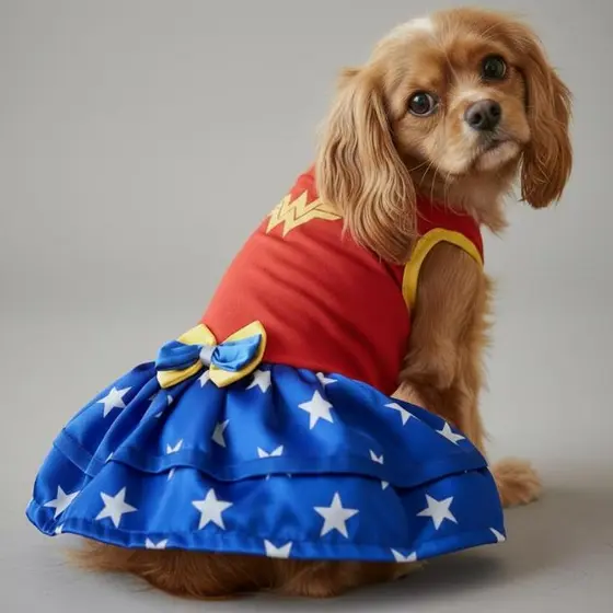 Vestido Pet Mulher Maravilha Roupinha de Cachorro Mulher Maravilha