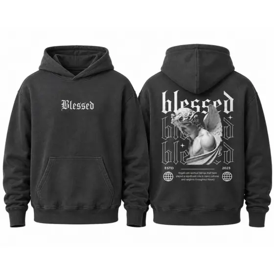 Blusa de Moletom Blessed Respect Angel Respect Chumbo
