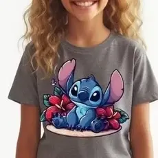Camiseta Infantil Lilo Stich Coração Streetwear Grafite Fofo Meninas