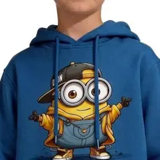 Moletom Infantil Minions Blusa De Frio Casaco Com Capuz Estampa Azul Unissex Do 08 Ao M