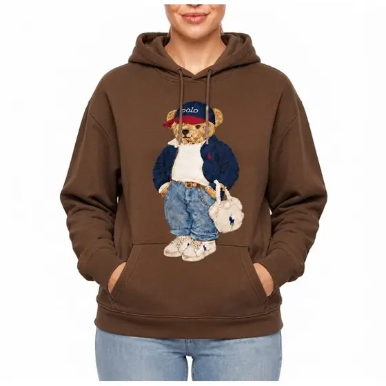 Moletom Marron Feminino Polo Ursinho Tendência 2026 Premium