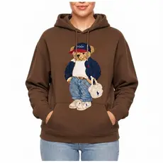 Moletom Marron Feminino Polo Ursinho Tendência 2026 Premium