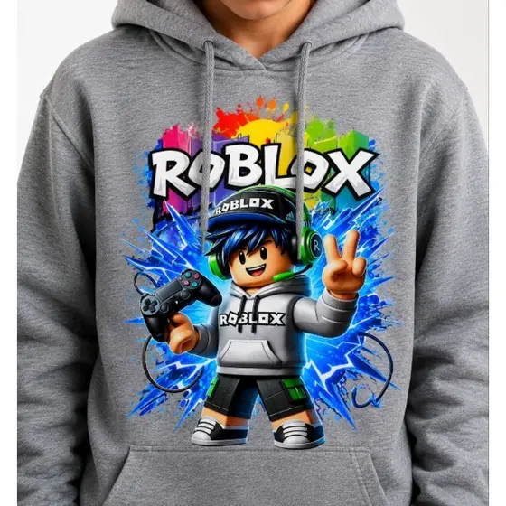 Moletom Infantil Roblox Com Capuz Flanelado Gamer Menino Casaco Frio Inverno Premium