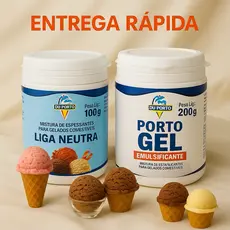 Kit Sorvete – Liga Neutra 100g + Porto Gel 200g Du Porto | Emulsificante + Espessante para Sorvete