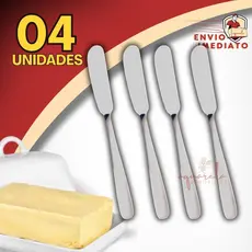 Kit 4 Espátulas Em Aço Inox Patê Geleia Manteiga Margarina para Buffet Hotel Restaurante