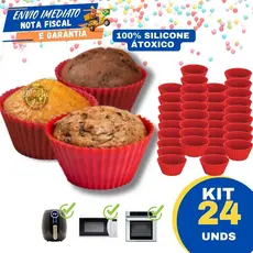 Kit 24 Pecas Forminha De Silicone Forma Assadeira Para Cupcake Capcake Mini Bolo Cozinha Air Fryer