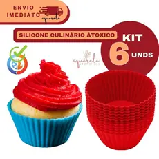 Kit 6 Forminhas CupCake de SIlicone - Flexivel Confeiteiro Resistente Bolo Doces Aniversario Casa