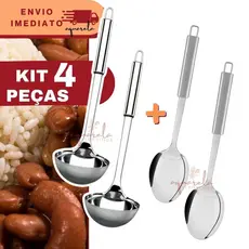 Jogo 2 Concha Inox de 32 cm 2 Colher De Arroz Inox de 32 cm Utensílios para Cozinha Restaurante