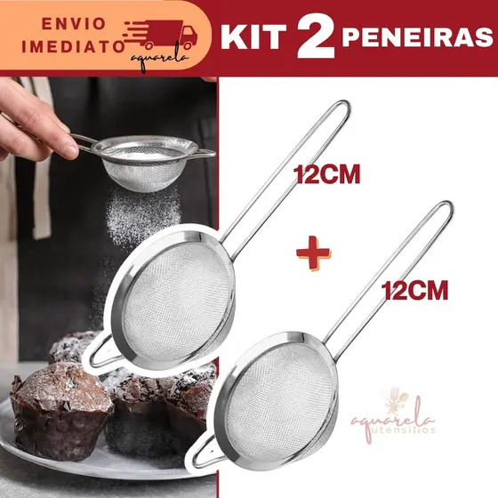 Peneira Pequena Coador Aço Inox de 12CM Sucos Leites Vitaminas Caldo de Cana Cha Oleo Frituras