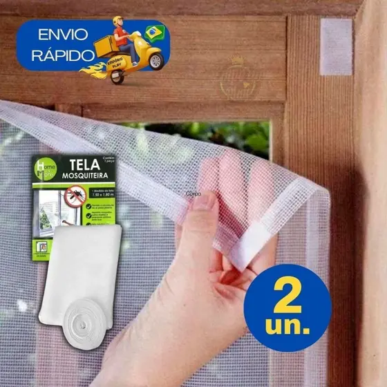Kit 2 Tela Proteção Mosquiteira Janela Ajustável Basculante Velcro Contra Mosquito Pernilongo Dengue Anti Inseto