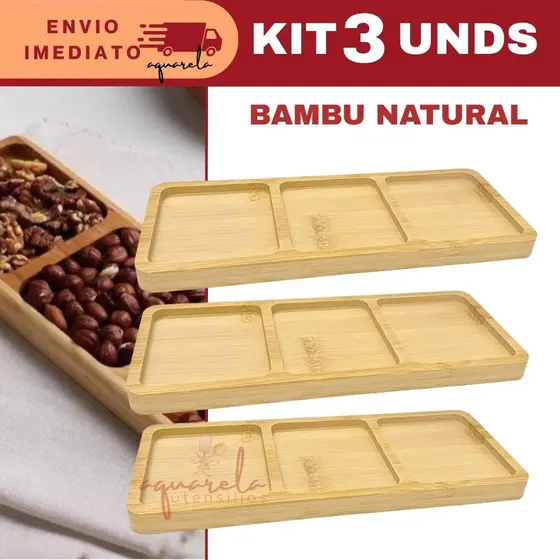 Jogo 3 Tabuas De Servir  Bambu Para Servir Queijos Frios Salame Petiscos Petisqueira