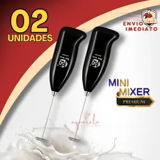 Kit Com 2 Mini Mixer Misturador Batedor Elétrico Leite Café Sucos Shake e Bebidas