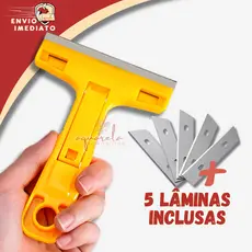 Raspador Multiuso Profissional Para Azulejo Piso Vidro 5 Laminas Estilete Chão Plano Tintas Cerâmica