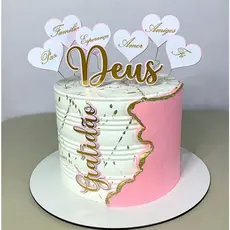 Topo /topper de bolo gratidão Deus Personalizado