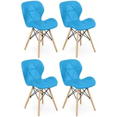 Kit 04 Cadeiras Charles Eames Eiffel Slim Wood Estofada