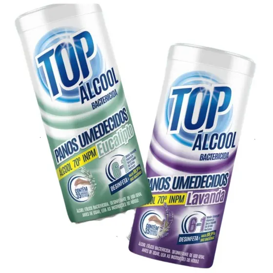 Panos Umedecidos Álcool Bactericida 70 Limpeza Em Geral Pote Com 35 Unidades
