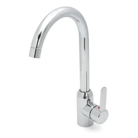 Torneiras de cozinha montadas em tubos inclinados Torneira de água fria única Girar 360 graus Torneira de aço inoxidável Acessórios de torneira de água