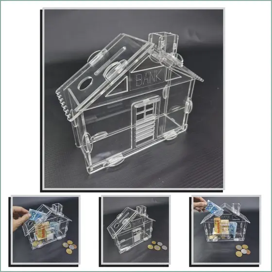 Cofre Guarda Dinheiro Woodbox Japones KAKEBO Casa Acrilico