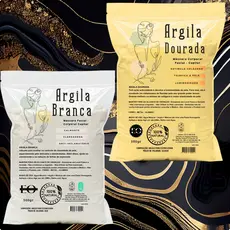 Kit Mascara Facial Argila Skincare Branca 500g Clareadora e Dourada 500g Rejuvenescedora Skin Care
