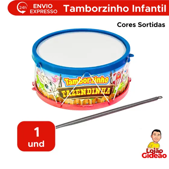Tamborzinho Infantil Kids Tambor Instrumentos Musicais Brinquedo Musicalização Música Crianças