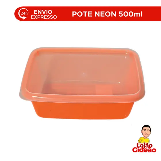 Pote 500ML Laranja Para Conservar Alimentos Organizador Para Geladeira Retangular