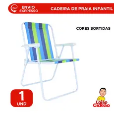 Cadeira Infantil De Praia Alta Cores Sortidas Dobrável Aço Mor