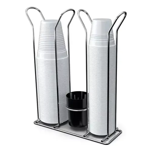 Organizador Suporte Porta Copos Descartáveis 200ml 80ml Água Café Dispenser Com Porta Colherzinha