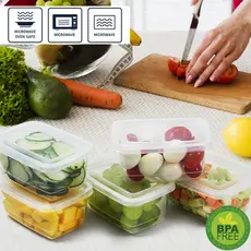 Kit Potes Marmita Fit 260ml Livre de BPA com Tampa Para Freezer e Micro-ondas , Jogo Tapoer retangular