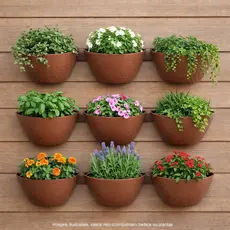Kit 12 Vaso De Parede Rattan Jardim Horta Vertical 1 Litro Cerâmica