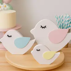 Kit 3 Passarinhos Coloridos em MDF Decoração Festa Infantil Jardim Encantado Quarto