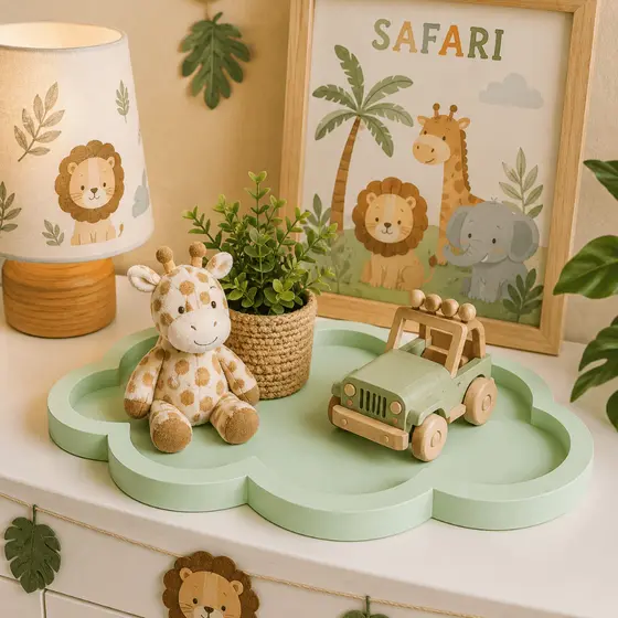 Bandeja Decorativa Nuvem Kit Higiene Bebe Decoração Mdf
