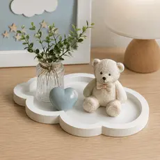 Bandeja Decorativa Nuvem Mdf Para Kit Higiene de Bebê Decoração Quarto