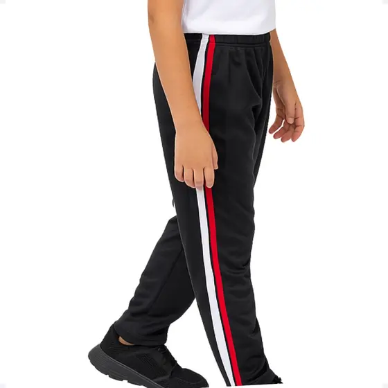 Calça Masculina Infantil Faixa Na lateral Bolso Traseiro Tecido Tactel Uniforme Escolar Casual 271