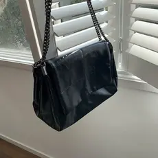 Bolsa Tiracolo Corrente Passeio Feminino Blogueira Couro PU Medio Ombro[8339]