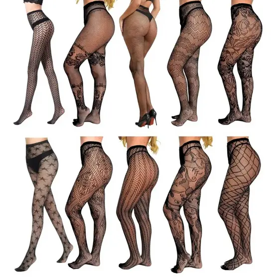 Meia Calça Arrastão Feminina com Desenho Estampada
