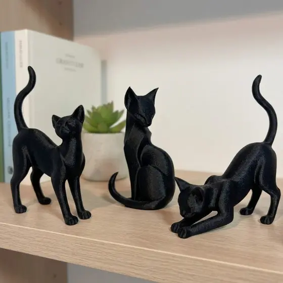 3 Escultura Gato Decorativo para casa mesa e estante Decoração Moderna casa
