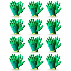Kit 12 Pares Luva RubberGrip Verde – Luvas Corrugado Coleta de Lixo, Jardinagem e Trabalho!