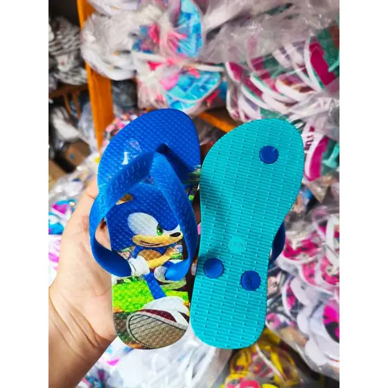 Chinelo Infantil Masculino Personagens Disney Super Mario Sonic Stitch Patrulha Carros Ton e Jerry - Envio Imediato