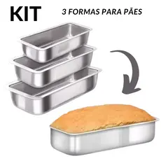 Conjunto Tabuleiros pão de forma bolo inglês pães - Forma Assadeira Bolo Inglês Pão Gelo kit com 3 tamanhos - Conjunto De Assadeiras Formas Para Pão Em Alumínio 3 Peças