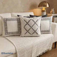 Kit de Capa de Almofada Bordada Suede Decorativa - Escolha Sua Combinação