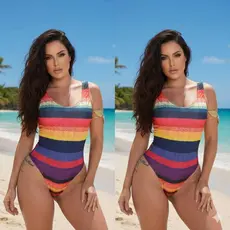 Maiô Biquíni Feminino para Praia ou Piscina de Suplex Digital com Forro no Busto Alças Grossa Body Feminino