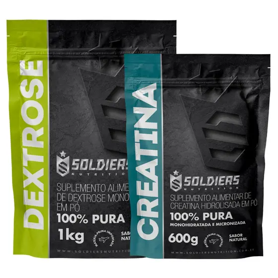 Kit: Dextrose 1kg + Creatina 600g Soldiers Nutrition Força Performance