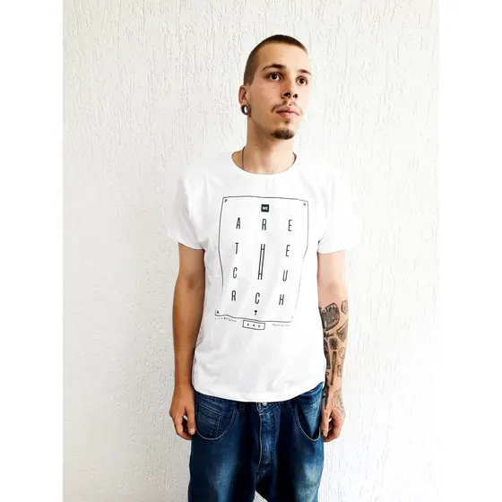 Camiseta Masculina Evangélica Fé Somos A Igreja 100% Algodão Branca