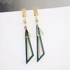 Brincos femininos Geométrico Verde Grande com dourado Presente para namorada
