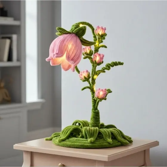 Luminária Flor Tulipa Buquê Tulipas Abajur de Mesa Luzes de LED Presente para namorada Amor Encanto