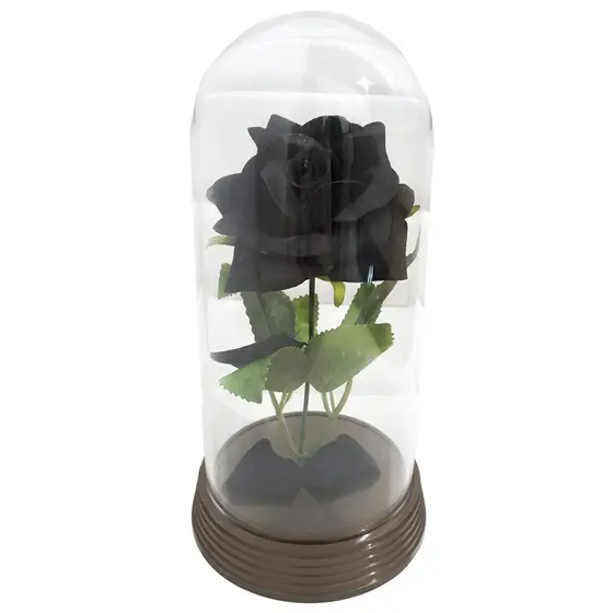 Cúpula A Rosa Encantada da A Bela e A Fera / Redoma O Pequeno Príncipe Presente para namorada Natal Base na cor Ouro Envelhecido e Rosa na cor Preto