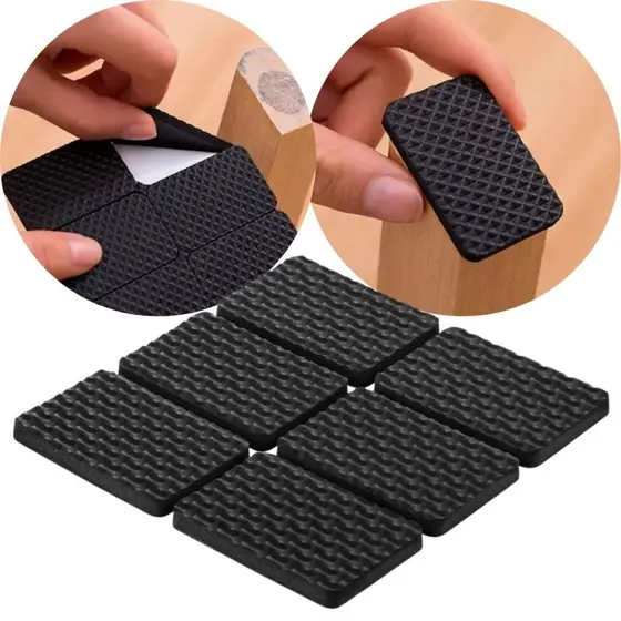 Kit 36 Protetor Retangular 4X2,5cm Para Moveis Pé de Mesa Cadeira Em Borracha Protetores Anti Ruido e Barulho