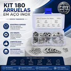KIT 180 ARRUELAS ARROELAS EM AÇO INOX C. CAIXA NAO ENFERRUJA VARIOS TAMANHOS